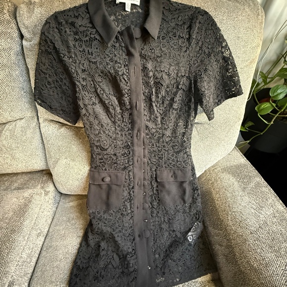 Liz Belted Lace Mini Shirtdress - Picture 2 of 3